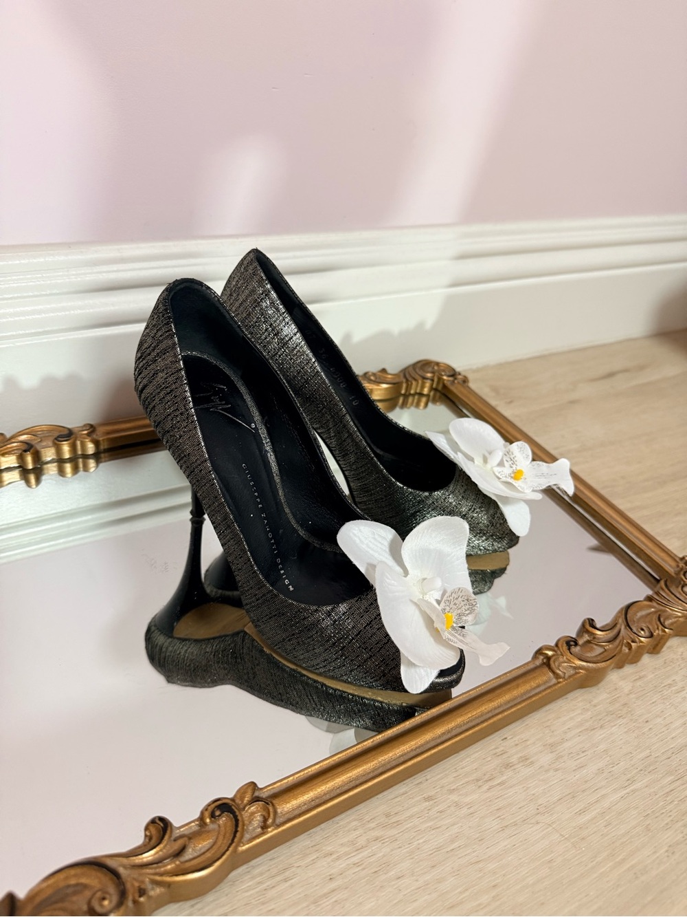 Giuseppe ZANOTTI heels sandals shoes blue orchid size 36 6 Y2K metallic platform